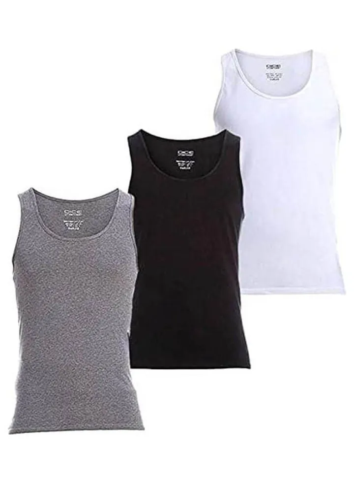 Pack Of 3 Cotton Stretch Tank Top Multicolour