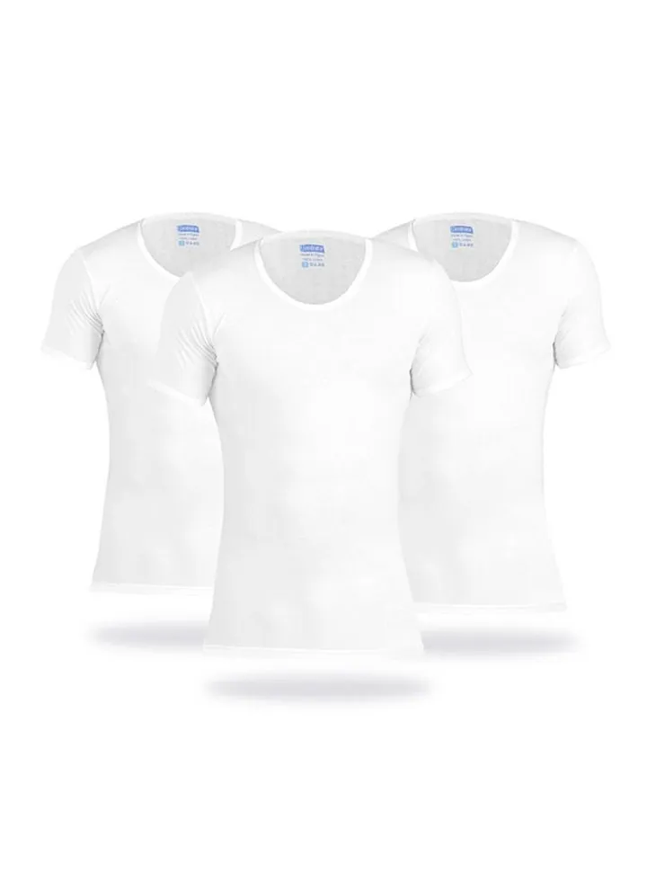 Short Sleeve Cotton Undershirts Pack Of 3 White