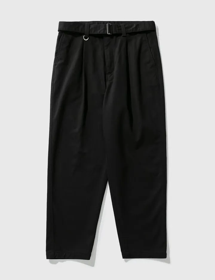Wide Belted Baggy Tuck Tapered Pants