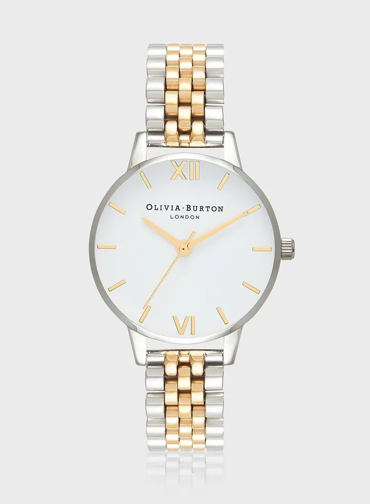 White Dial Steel Strap Analog Watch