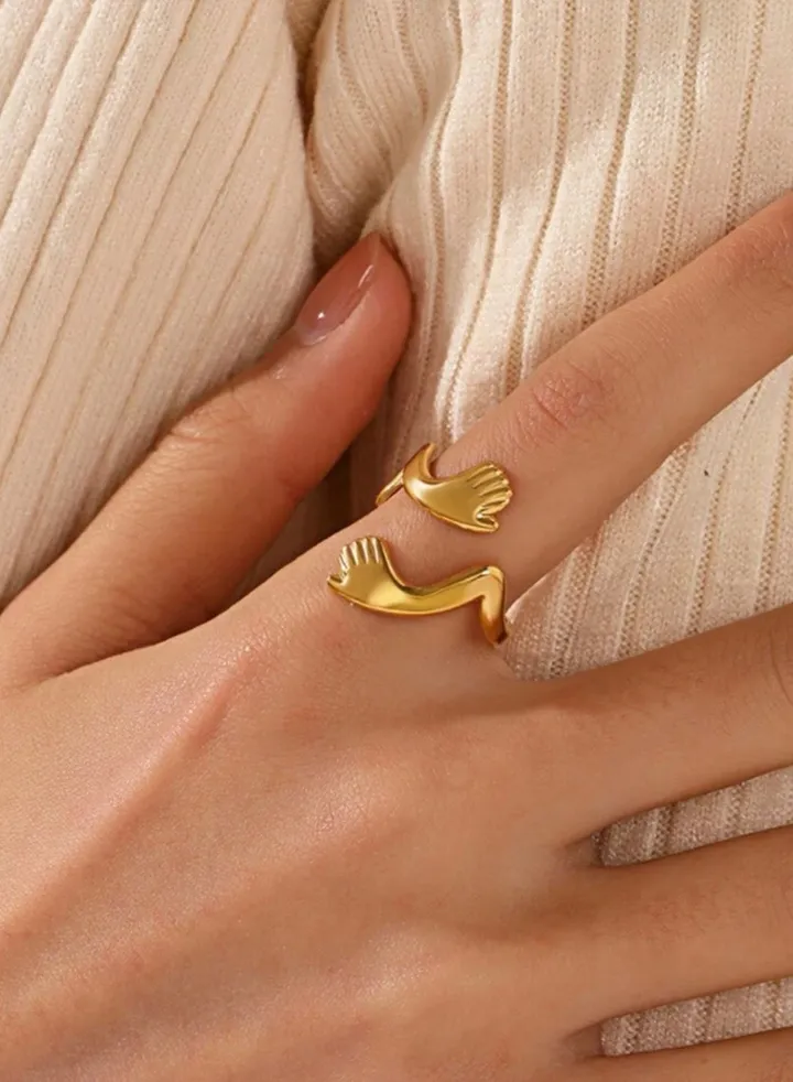 Stainless Steel Gold Plated Ring For Women One Size