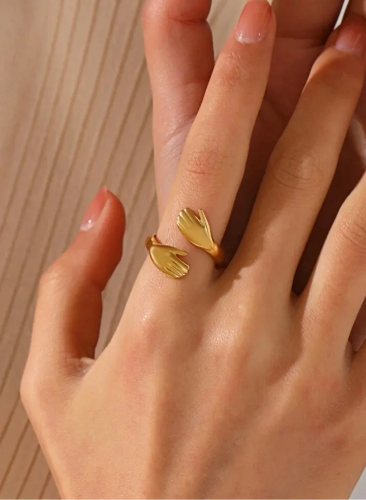 Stainless Steel Gold Plated Ring For Women One Size