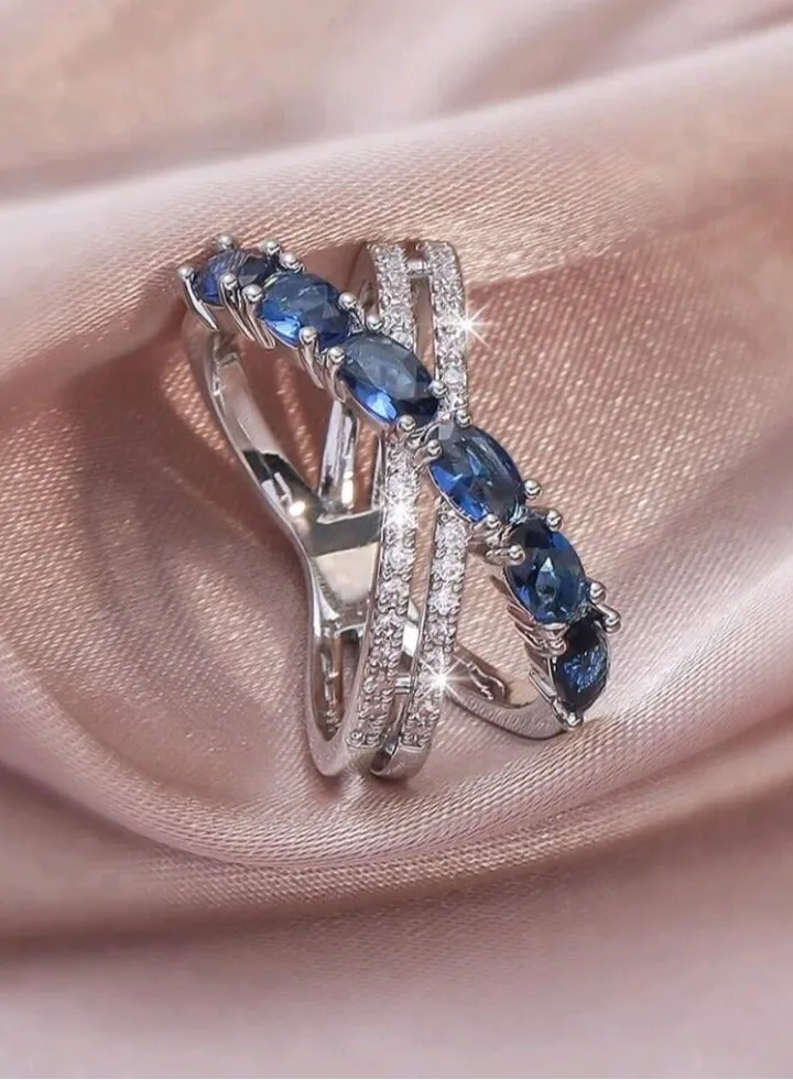 Trendy Silver Plated Ring For Women Size 8
