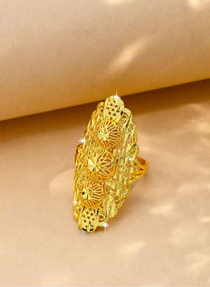 Elegant 21k Gold Plated Ring For Women One Size