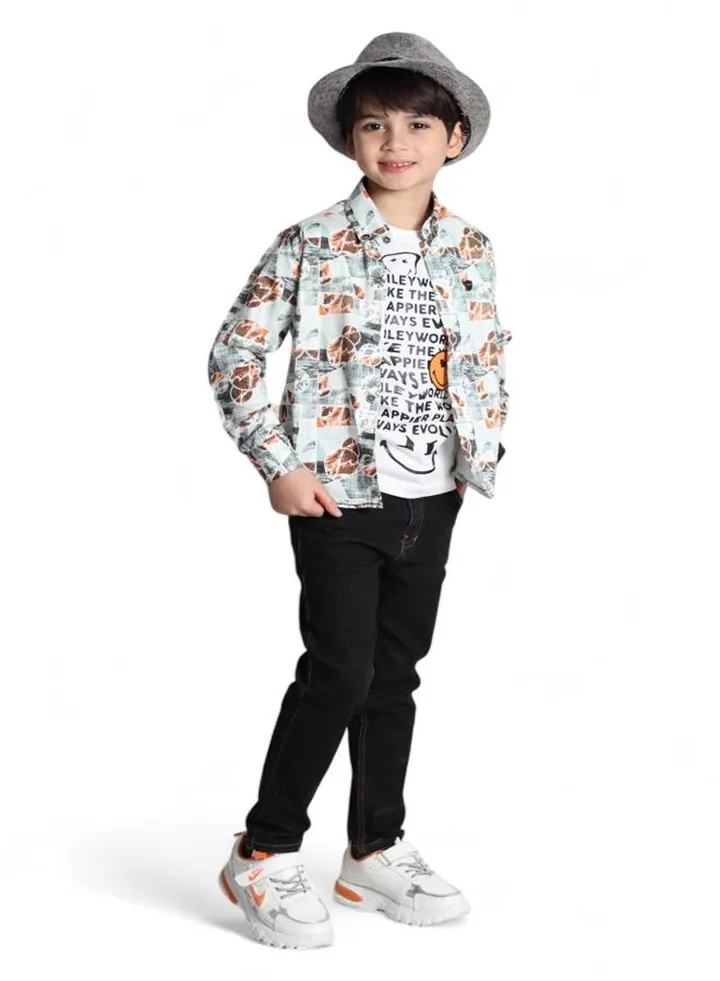 Summer 2024 Fashion: Boys' Ensemble (Shirt & Tee) for 5-Year-Olds - Smooth Textures and Lively Hues for a Chic, Cozy Appearance, The best supplier for the product 🌈 CHOICE