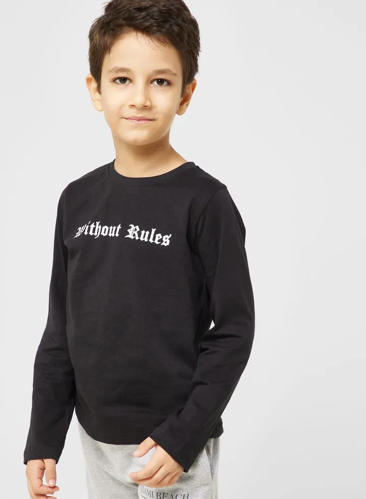 Front & Back Printed Full Sleeves T-Shirt For Boys