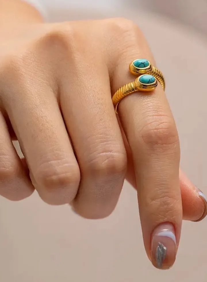 Stylish Gold Plated Stainless Steel Ring For Women One Size