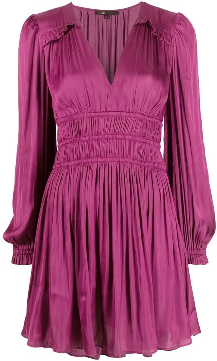 V-neck long-sleeve midi dress