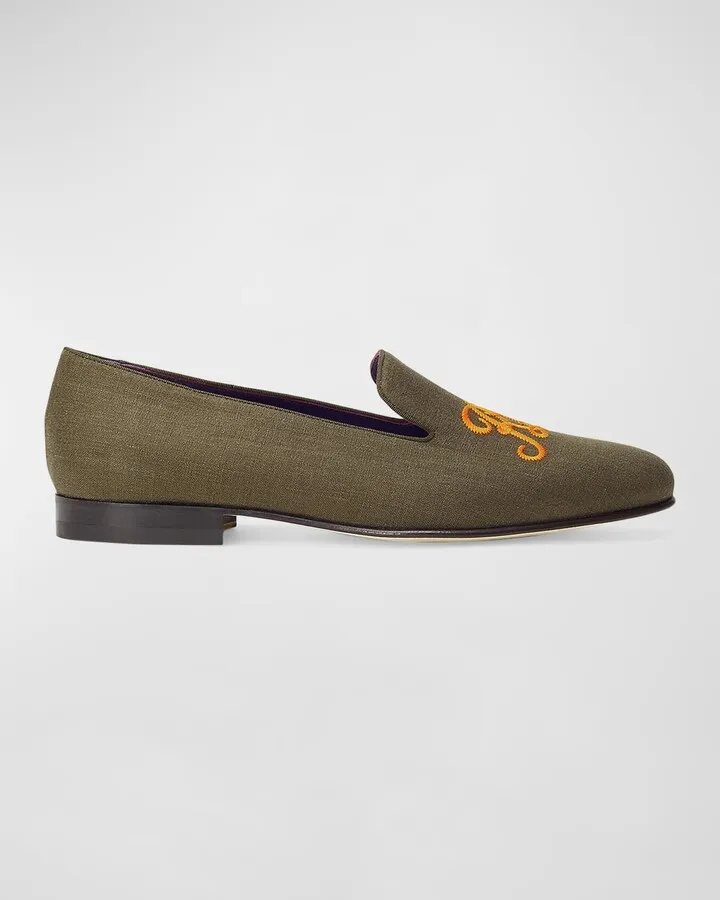 Men's Alonzo Script Linen Slippers