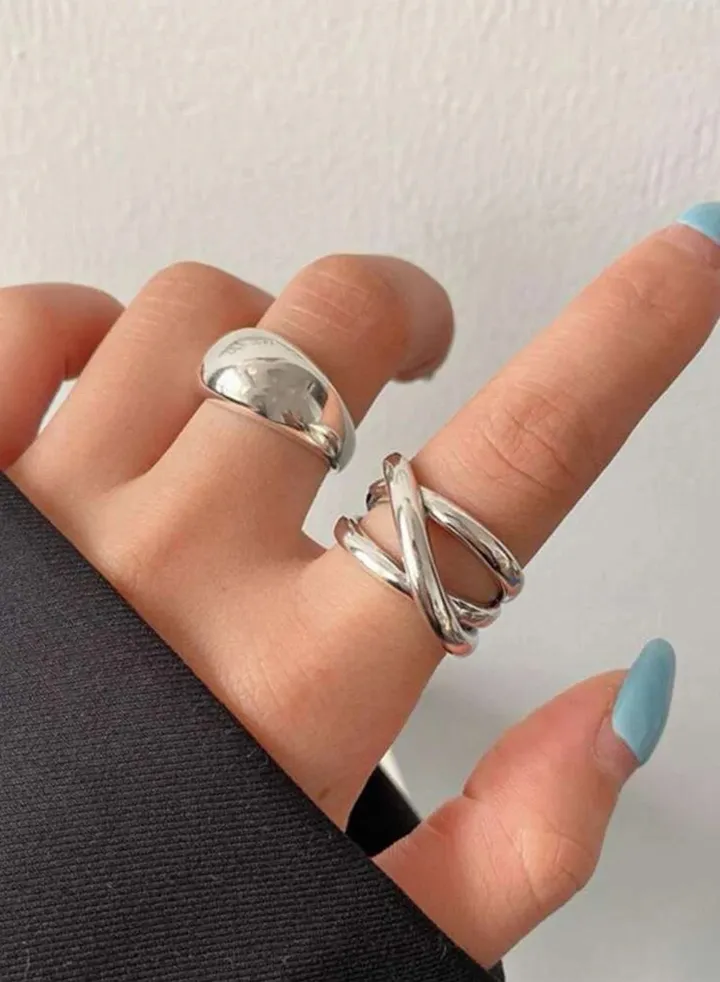 Stylish 2pcs Rings For Women One Size