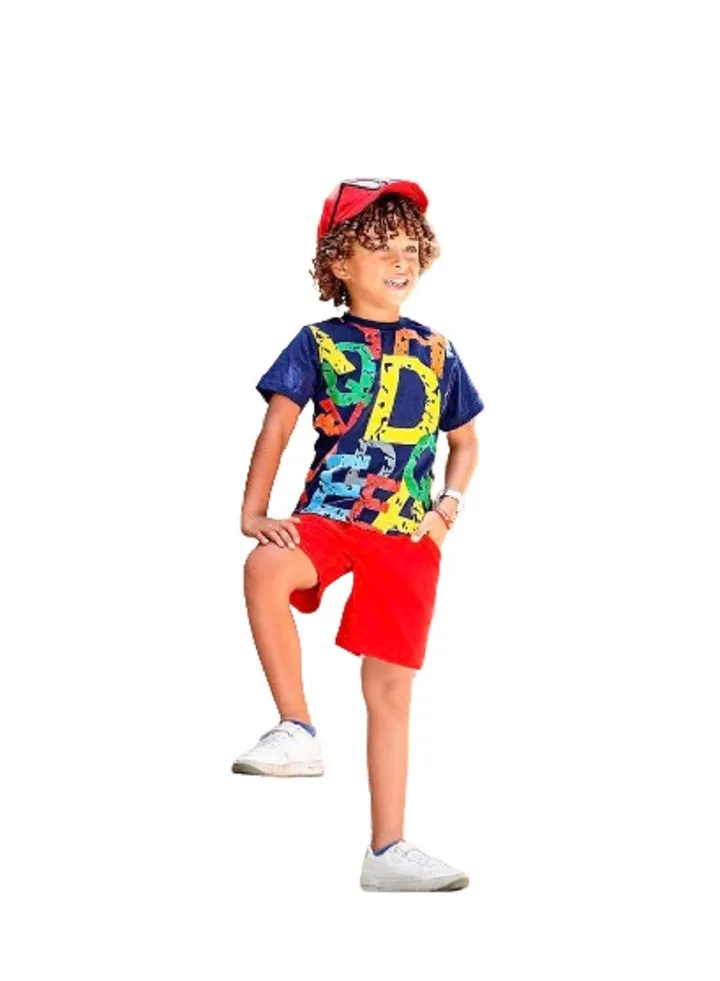 Boys summer cotton 3-piece set (T-shirt - tank top - shorts) For clubs, training, and quick outings