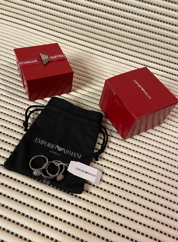 Beautiful Stackable EMPORIO ARMANI Ring Trio Size 6.5 For Women