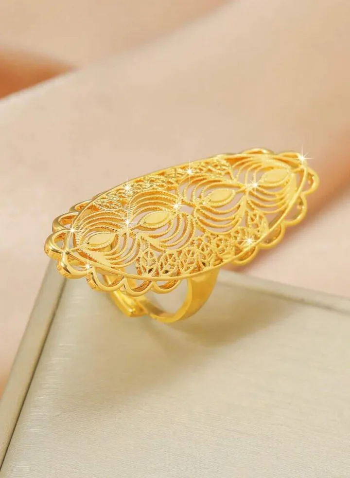21k Gold Plated Ring For Women One Size