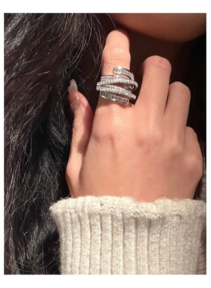 Trendy Silver Plated Ring For Women One Size