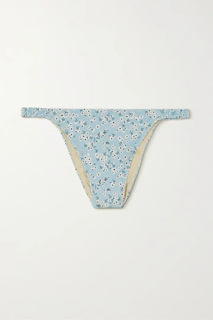 Peony - + Net Sustain Floral-print Stretch-econyl Bikini Briefs - Blue