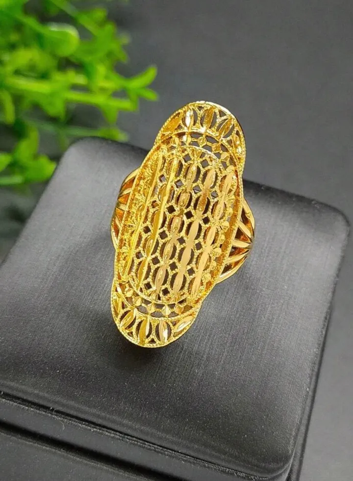 21k Gold Plated Ring For Women One Size