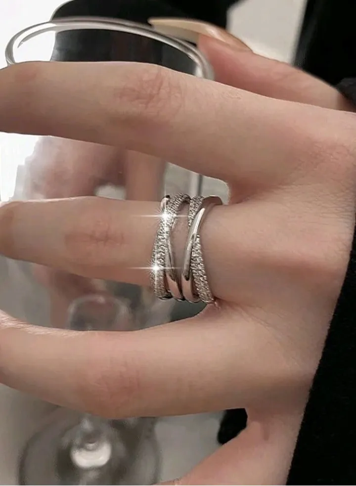 Trendy Silver Plated Ring For Women One Size
