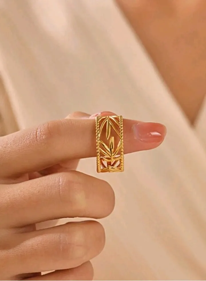 Trendy Stainless Steel Gold Plated Ring For Women One Size