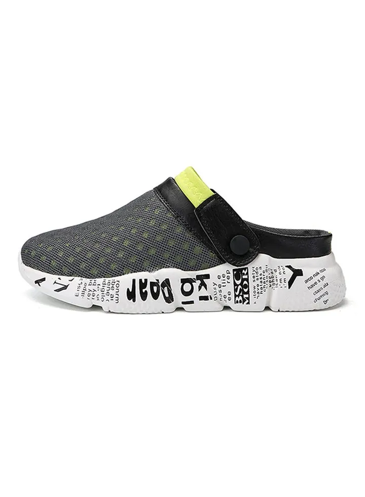 Mesh Detailed Slippers Green/Grey/White