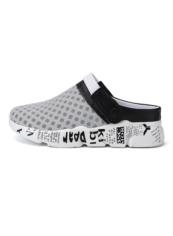 Mesh Detailed Slippers Black/Grey/White