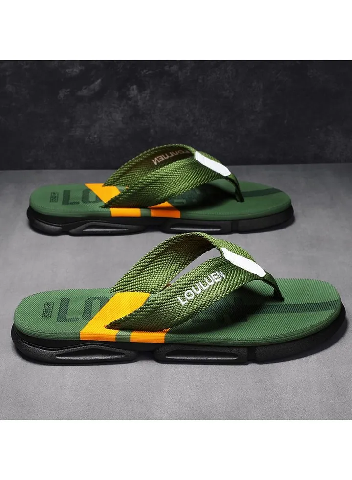 Men's Summer Anti-Skid Flip-flops Outdoor Casual Beach Shoes Army Green