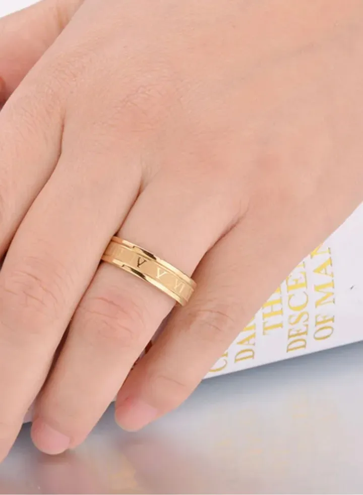 Stainless Steel 18k Gold Plated Ring For Women Size 7