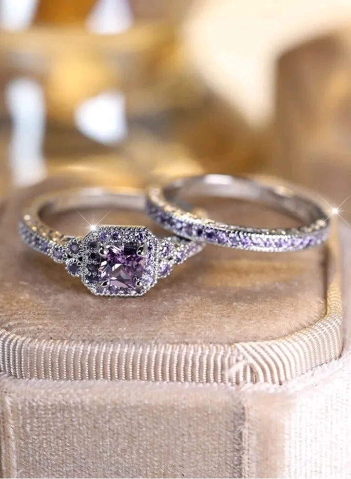 2pcs Of Silver Plated Ring For Women Size 6