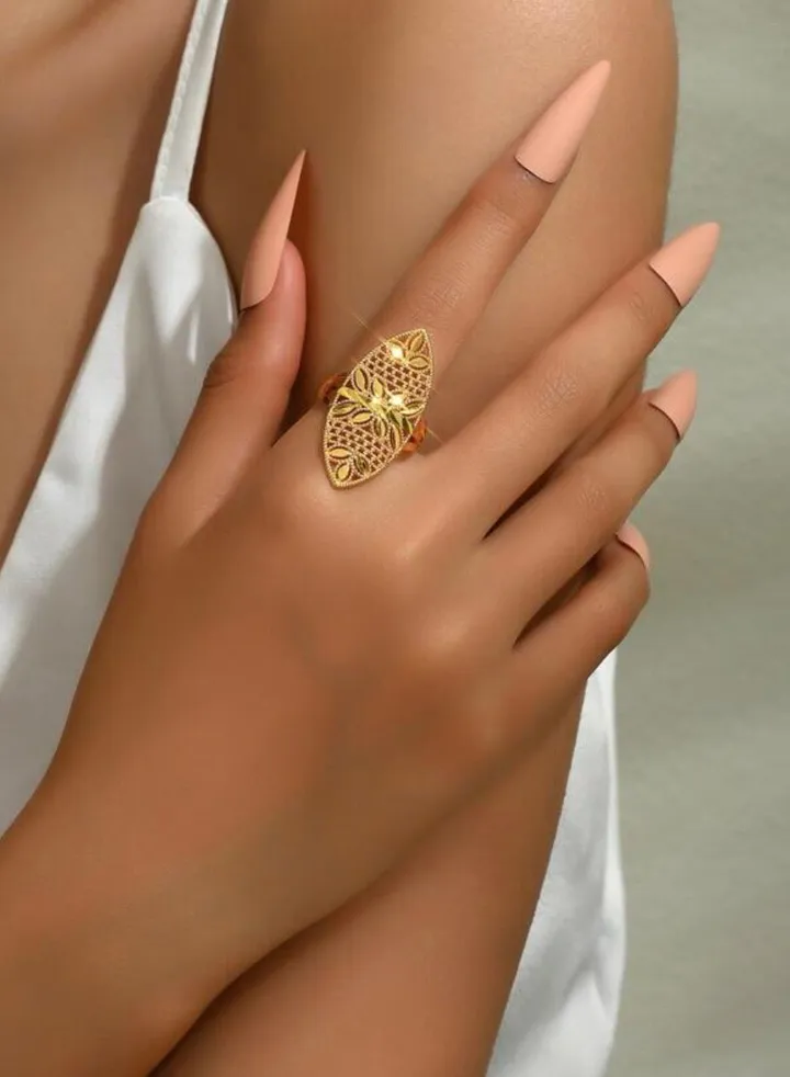 21k Gold Plated Ring For Women One Size