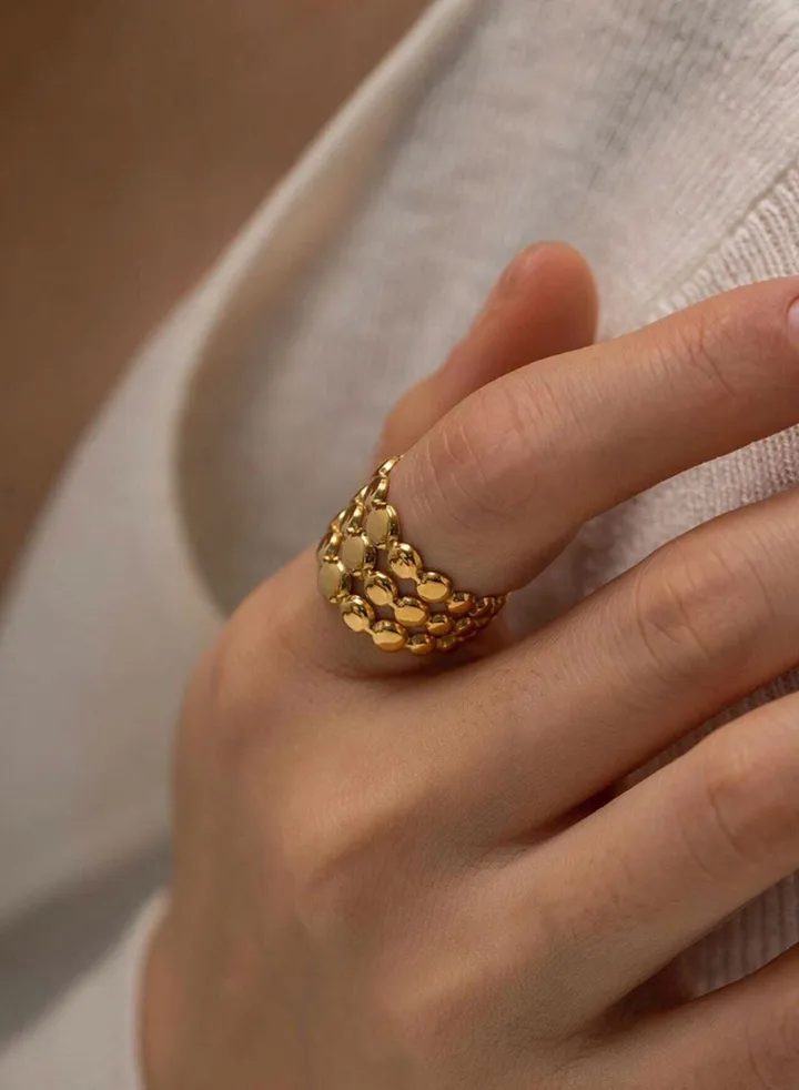 Stainless Steel 18k Gold Plated Ring For Women One Size