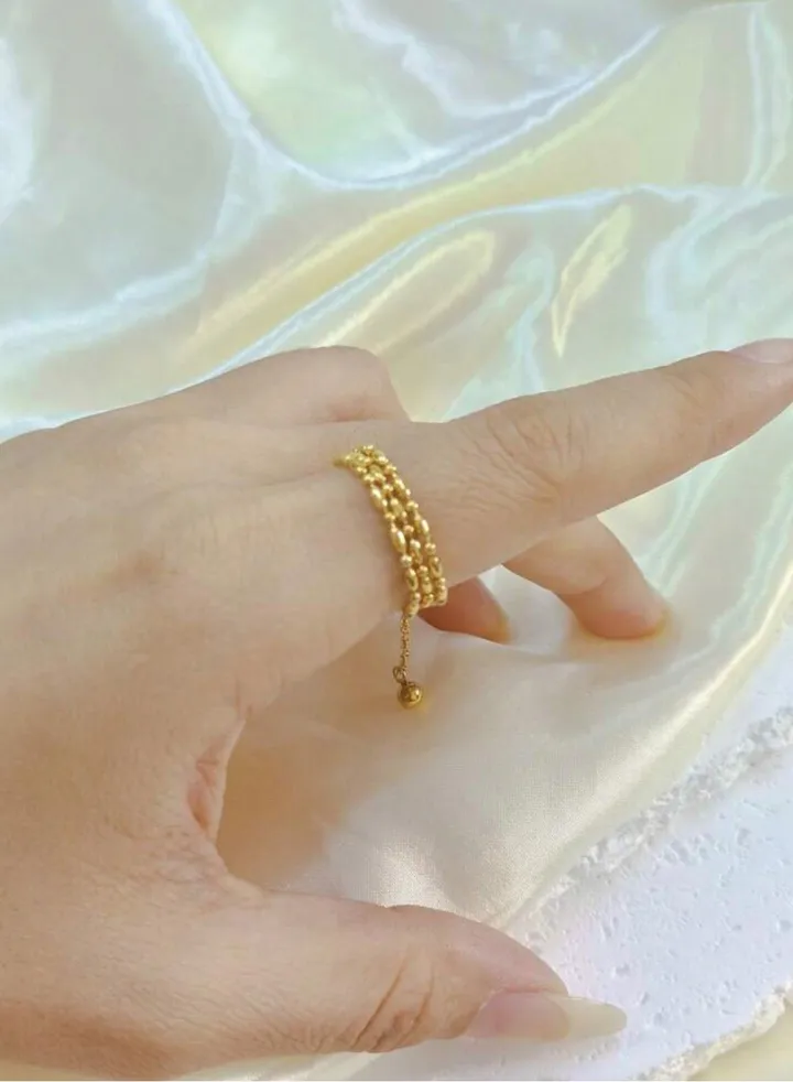Stylish Gold Plated Stainless Steel Ring For Women One Size