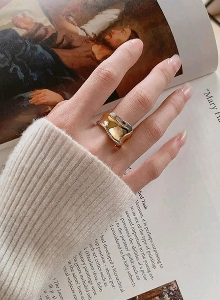 Trendy Gold And Silver Plated Ring For Women One Size