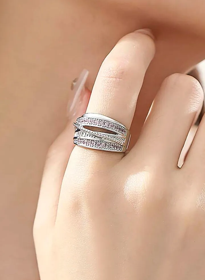 Trendy Silver Plated Ring For Women One Size