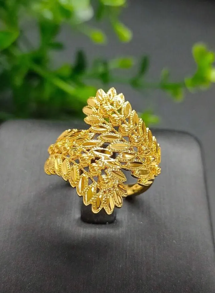 21k Gold Plated Ring For Women One Size