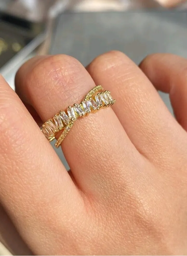 Trendy Gold Plated Ring For Women One Size