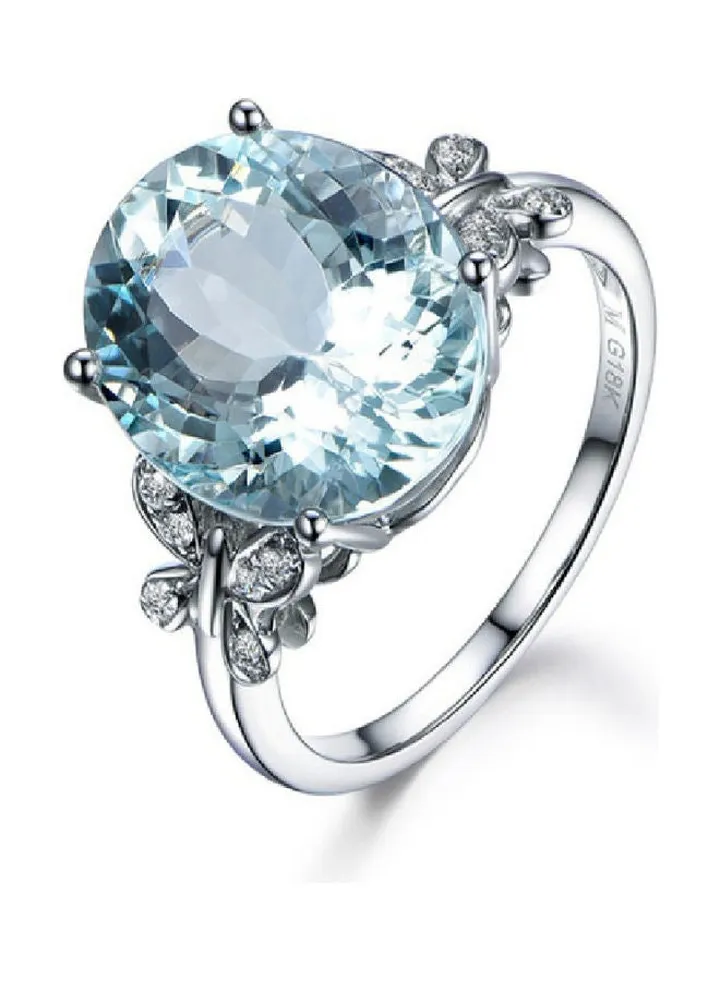 Natural Sea Blue Topaz Butterfly Ring