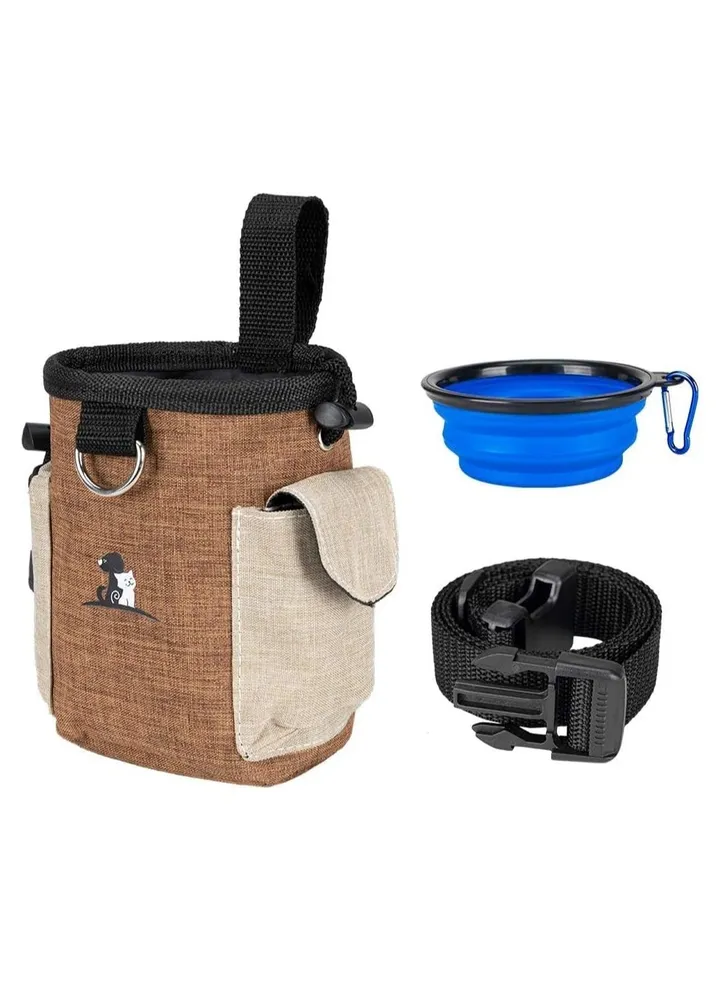 Dog Treat Bag, Dog Treat Training Pouch Built-In Bag Dispenser,Treat Training Bag with Waist Belt and Shoulder Strap for Treats