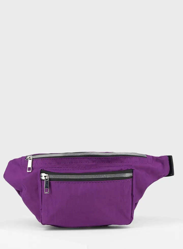 Wide Strap Waist Bag Purple