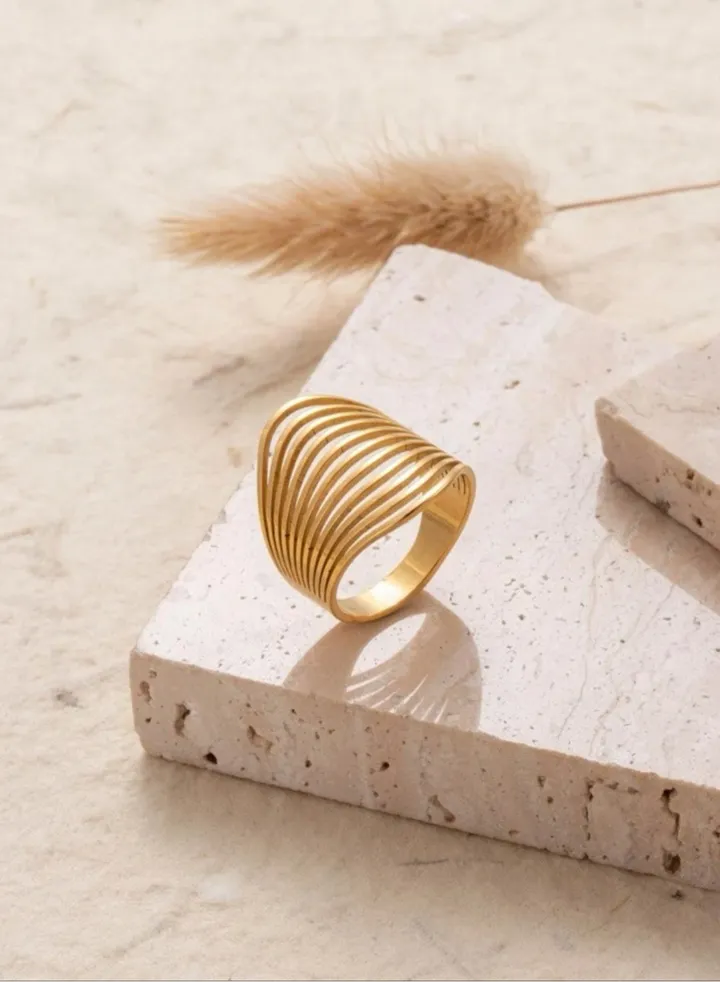 Stainless Steel 18k Gold Plated Ring Size 7