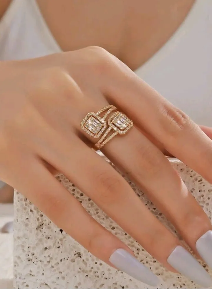 Trendy Gold Plated Ring For Women One Size