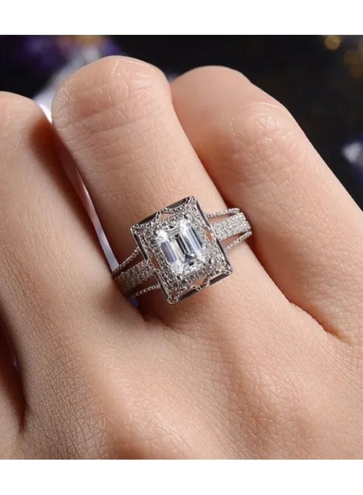 925 Sterling Silver Cubic Zircon Ring For Women Size 7