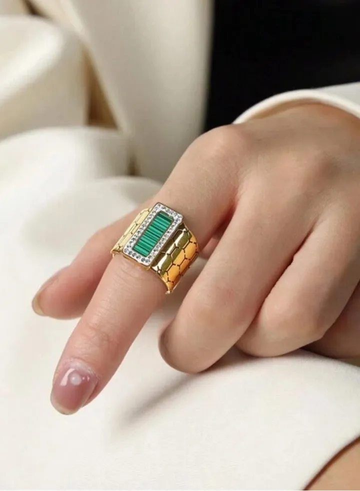 18k Gold Plated Stainless Steel Ring For Women Size 8