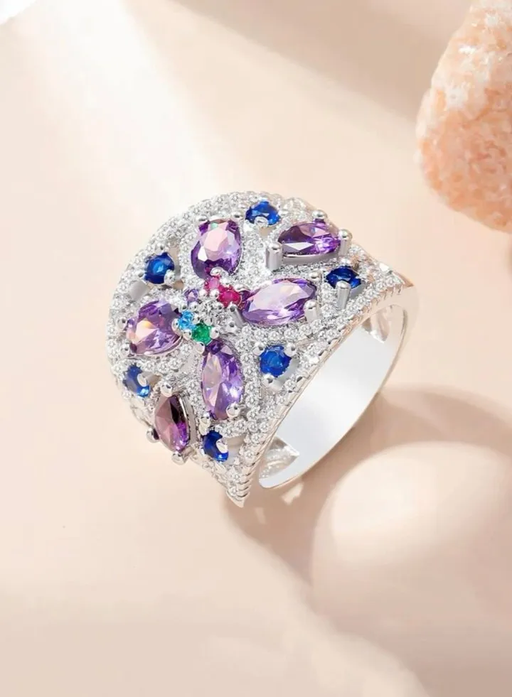 925 Sterling Silver Cubic Zircon Ring Size 7.5