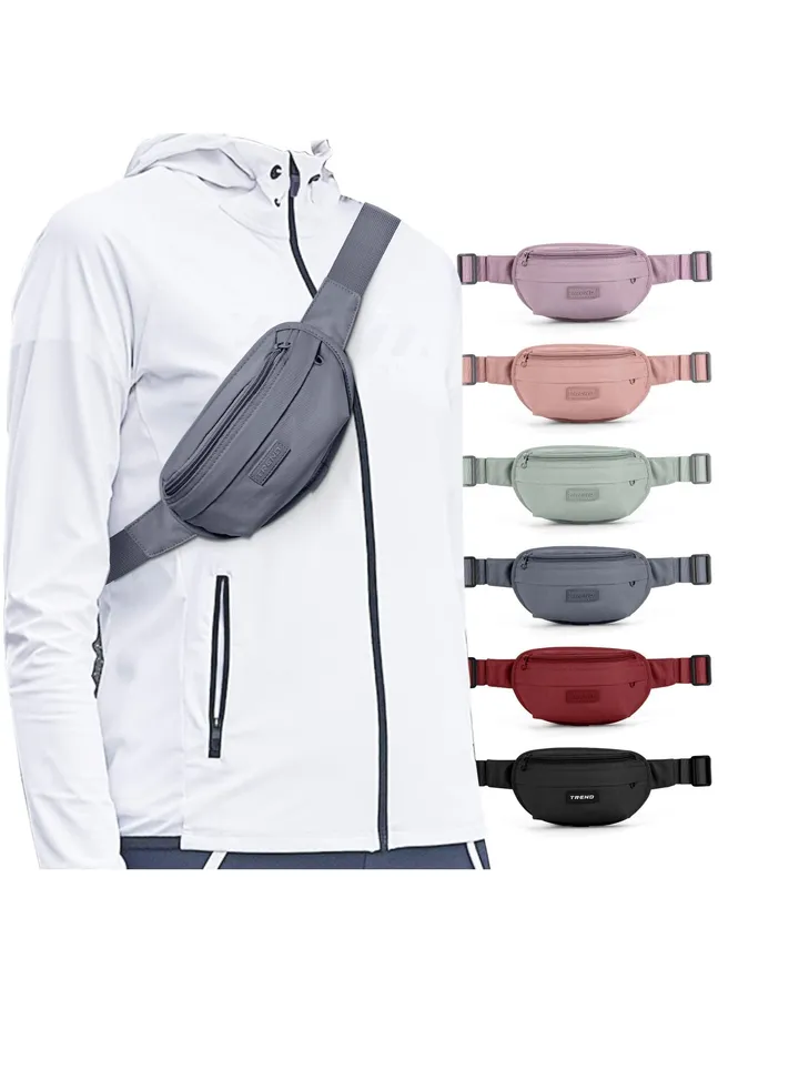 Pack for Women Men, Fashionable Waterproof Crossbody Waist Bag, Pack Belt Bag for Yoga, Running Sport, Workout, Hiking Travel Walking, Easy Carry Any Phone Wallet Purse (Grey)