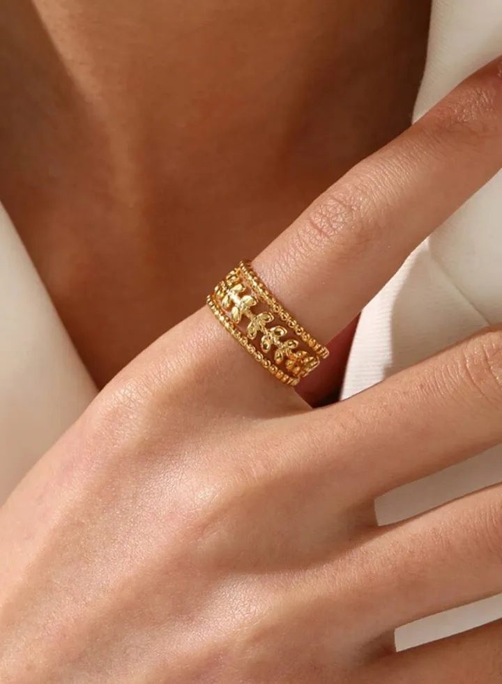 18k Gold Plated Stainless Steel Ring For Women