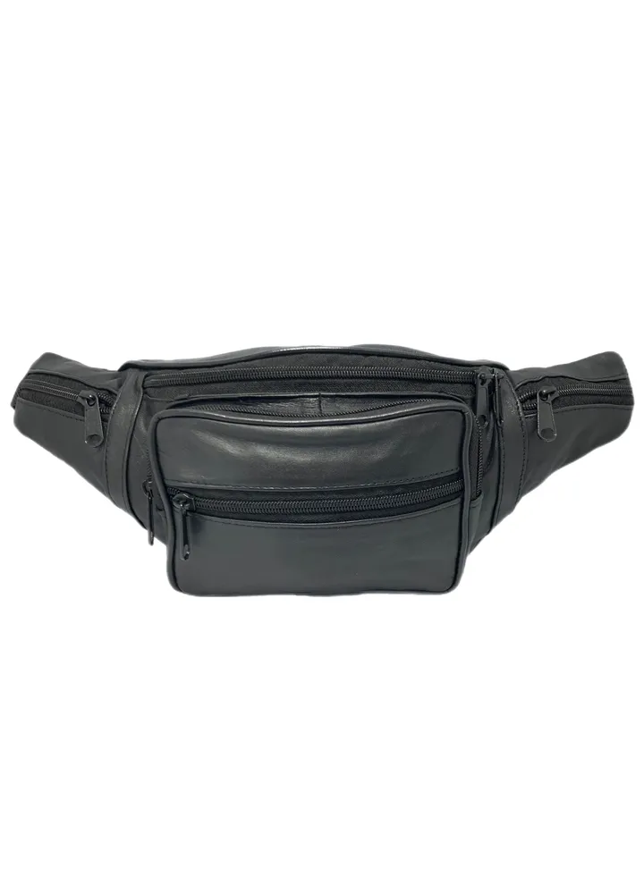 Focus Genuine Leather Waist Pouch Travel Haj Umrah PCH-111 (Black) by Milano Leather