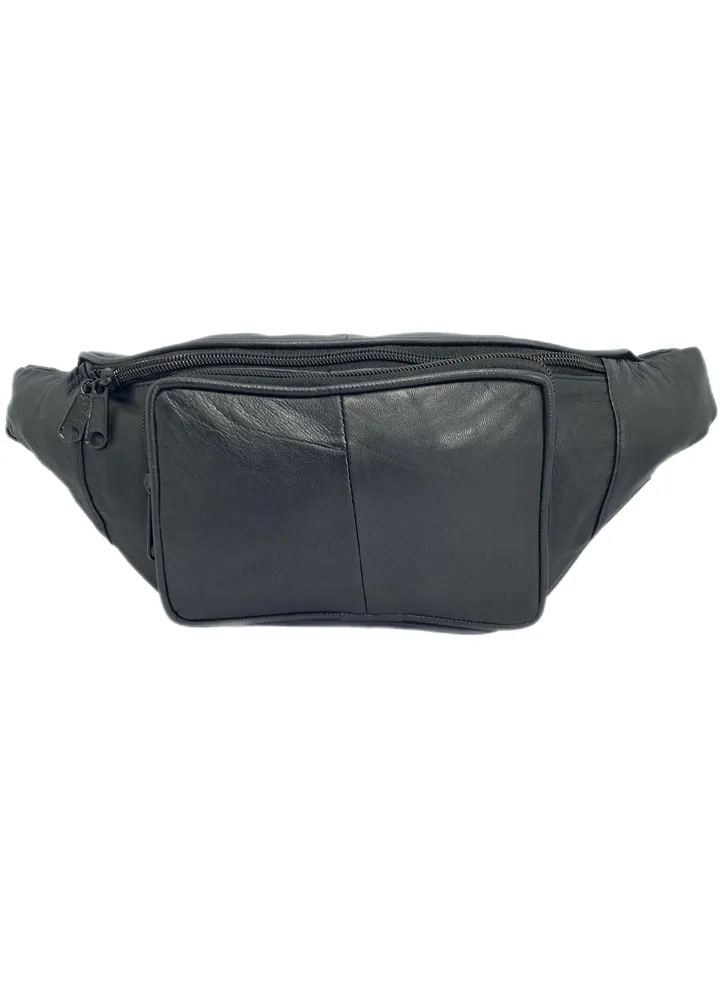 Focus Genuine Leather Waist Pouch Travel Haj Umrah PCH-114 (Black) by Milano Leather