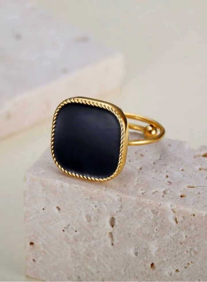 Trendy Stainless Steel Gold Plated Ring For Women One Size
