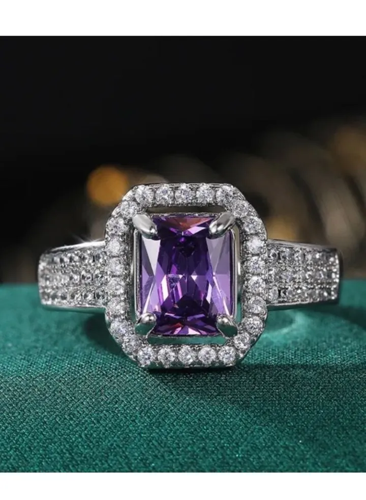 925 Sterling Silver Cubic Zircon Ring For Women Size 7