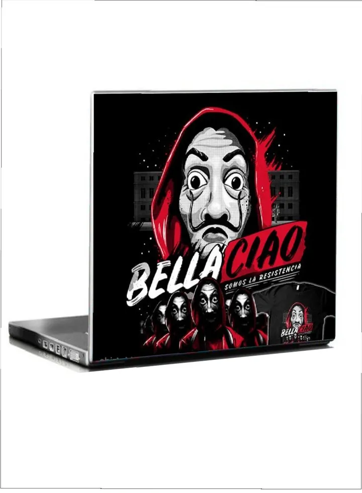 Bella Ciao Protective Laptop Skin Cover Black /Red/White