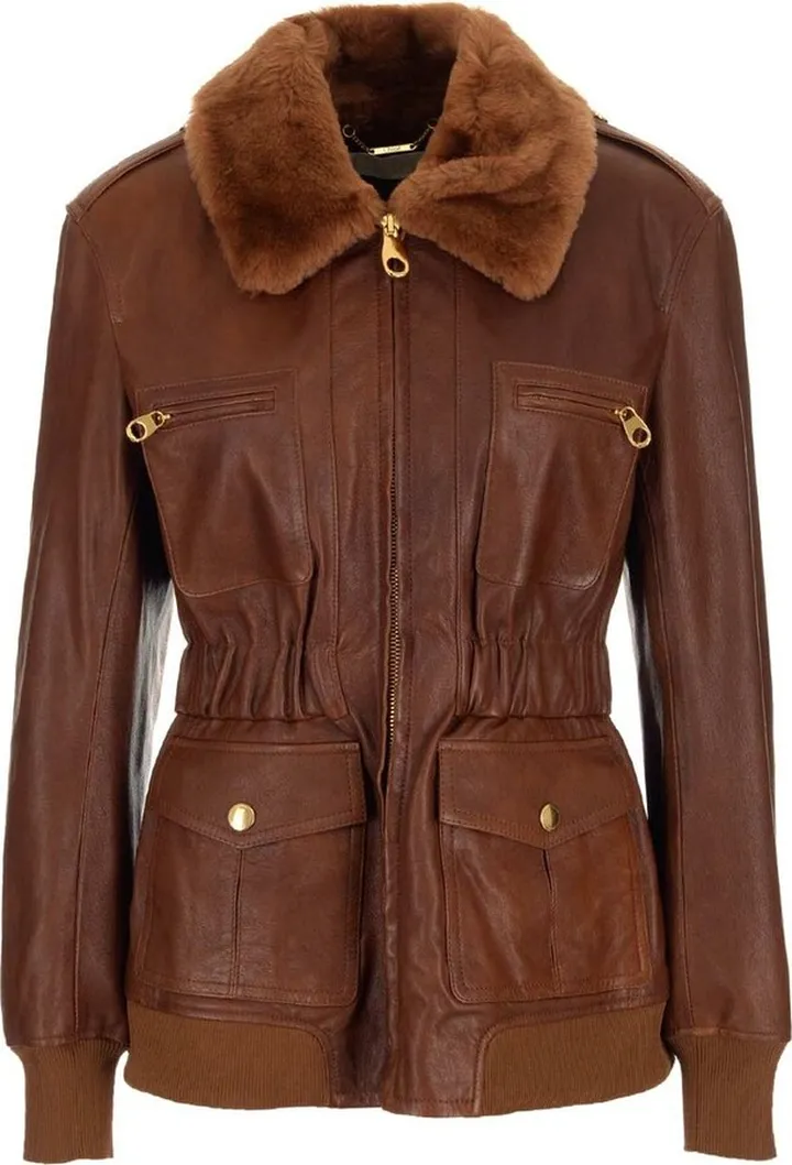 Chloé Shearling Collar Leather Jacket